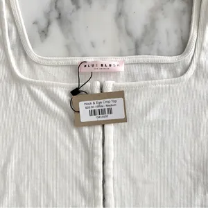 NWT• Los Angeles • White Ribbed Crop Top • Sz M thumbnail 3