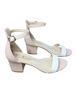 Lulu's Blush and White Block Heel Ankle-Strap Sandals thumbnail 2