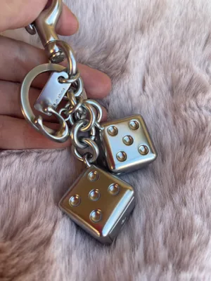 Coach 3D Solid Metal Dice Cluster Bag Charm Keychain Key Fob Silver CZ128 thumbnail 2