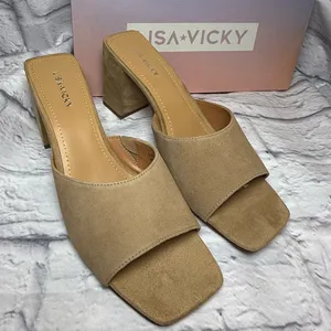 Lisa Vicky Women's Tan Block Heel Sandals thumbnail 1