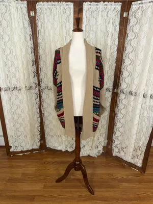 Super Cute Vintage 90s Together Striped Open-Front Dolman Sweater Cardigan thumbnail 3