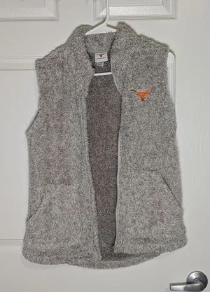 Texas Longhorns Sherpa Fleece Zip Vest Gray Size Small thumbnail 1