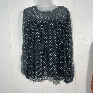 Max Studio Black Floral Sheer Long Sleeve Top Size Large EUC thumbnail 2