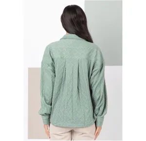 New In Women’s Cable Knit Shacket Green thumbnail 4