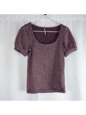 Free People Metallic Ribbed Scoop Purple Top Women Small thumbnail 12