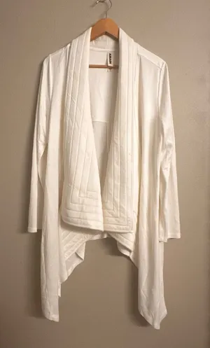 Anthropologie AMADI Draped Open-Front Quilted Cardigan thumbnail 1