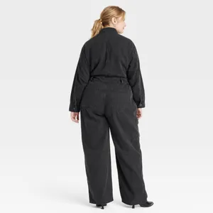 NEW Universal Thread Womens Long Sleeve Utility Baggy Denim Jumpsuit Black 17 thumbnail 2