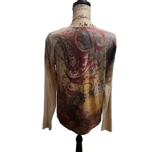Appropriate Behavior Womens‎ V-Neck Blouse M Multi Abstract Rhinestone thumbnail 5