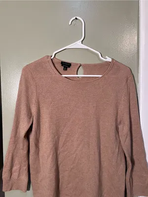 Talbots Women’s Sz Medium Pure Cashmere Sweater Dark Chestnut Heather 3/4 Sleeve thumbnail 3