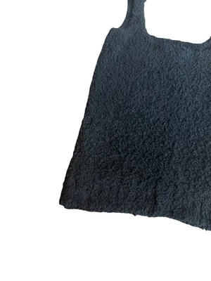 Skims Cozy Knit Fuzzy Teddy Sherpa Tank Top Black Onyx Stretch Size XS Women's thumbnail 10