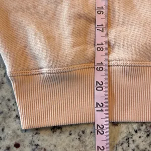 American Eagle Henley Sweatshirt Womens Small Peach‎ Relaxed Waffle Knit Cropped thumbnail 7
