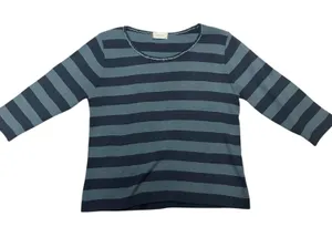 Arpel Made in Italy Women's Blue Stripped Wool Blend Rib Knit Sweater thumbnail 1
