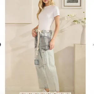 Oli & Hali Light Wash Patchwork Cropped Wide-Leg Jeans XL thumbnail 11