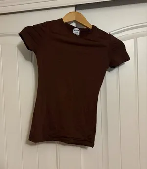 Victoria's Secret Pink Fitted T Shirt XS Xtra Small Chocolate Brown Polyamide thumbnail 1
