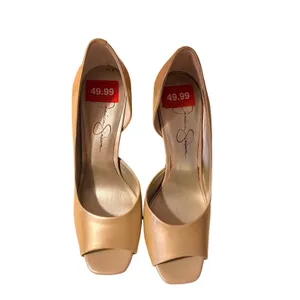 Jessica‎ Simpson Josette Pumps Womens 7.5 Gold Excellent Peep Toe d'Orsay Heels thumbnail 9
