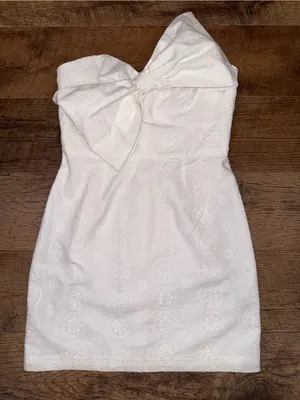 Hutch Strapless White Bow-Front Lace Mini Dress thumbnail 11