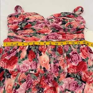 Honey and Rosie Pink Floral Tiered Midi Dress thumbnail 6