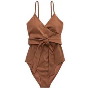 Aerie One Piece Shine Pique Wrap Swimsuit Cut Out Full Coverage Size Small NWT thumbnail 3