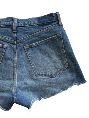 Abercrombie & Fitch The Mom Short High Rise Raw Hem light medium wash size 29 thumbnail 5