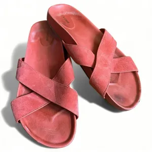 Birdies The Robin Women’s Slide Sandals 6.5 Coral Crisscross Suede Comfort thumbnail 2