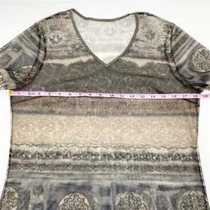 Vintage 90s Y2K Sheer Mesh Top Short Sleeves Lettuce Hem Fairy Grunge Baby Tee thumbnail 4