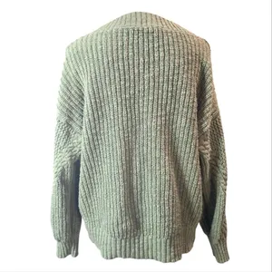 American Eagle Olive‎ Green V-neck Slouchy Sweater Small thumbnail 4