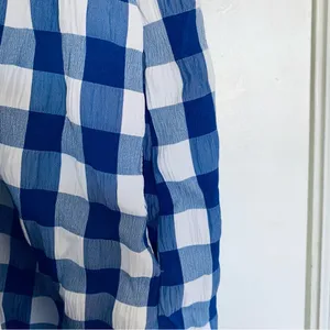 Lulus NWOT Day & Moon Boutique Brand White/Blue Checker Gingham Print Romper | Size: M thumbnail 15