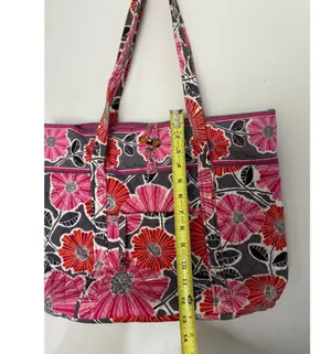 VERA BRADLEY Black Pink Large Quilted Tote Bag thumbnail 3