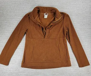 Avalanche Fleece Womens Small Rust Brown Quarter Zip Textured Pullover Top thumbnail 1