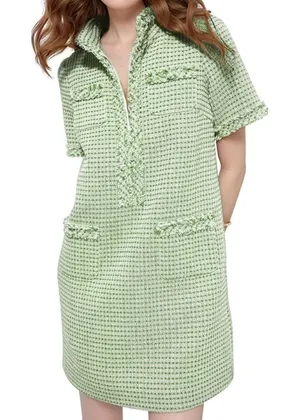 Pemhea Collection Tweed Dress Green Short Sleeve Shift Career Work Size Large thumbnail 1