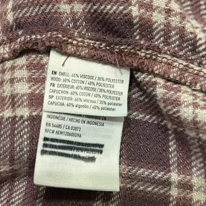 American Eagle purple cream plaid hoodie button-down flannel shirt top woman’s L thumbnail 9