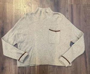 AMERICAN‎ EAGLE Mock Neck Sweater Pocket Multicolor Taupe Tan Size Medium thumbnail 1