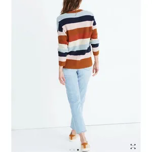 Madewell Thompson Heather Fawn Pocket Rainbow Stripe Pullover Sweater Size Small thumbnail 3