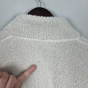 Uniqlo Fleece Sherpa Jacket Womens Medium Cream High Neck Full Zip‎ Front Cozy M thumbnail 6