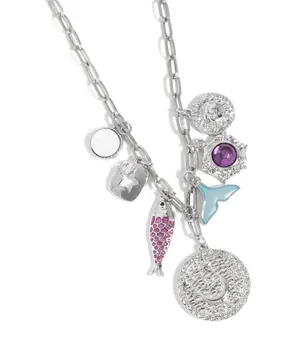 Paparazzi Silver Charm Necklace with Purple and Blue Accents thumbnail 2