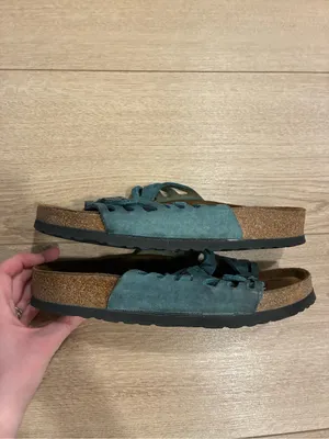Birkenstock Women’s Granada Leather Teal Slip On Sandal Size 37/6 US thumbnail 2