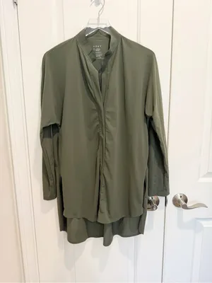 ADAY Something Borrowed Button Down Tunic Top in Olive Moss Green‎ size Large thumbnail 2