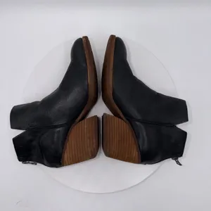 Kork-Ease Chandra Black Leather Stacked Heel Ankle Booties Sz 6M thumbnail 3