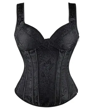 Strap corset with cups jacquard corset bustier tank top lace corset t shirt tee thumbnail 1