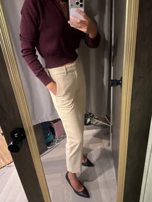 Club Monaco Mid Rise Slim Cropped Dress Pants in Natural Tan Size 00 Regular thumbnail 2