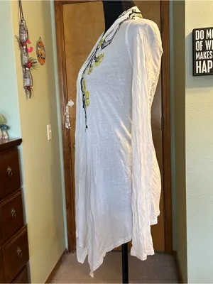 Romeo and Juliet couture white flowering branch design open front cardigan M thumbnail 4
