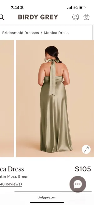 Monica Moss Satin Birdy Grey Shiny Green Dress thumbnail 4