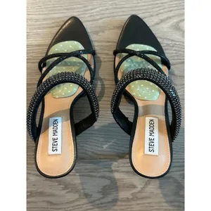 Steve Madden Black Rhinestones Shiny Pumps Heels Women's Sz 6 thumbnail 2