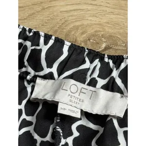 NWOT‎ Womens Loft black white leopard print satin button up shorts pajamas MP SP thumbnail 3