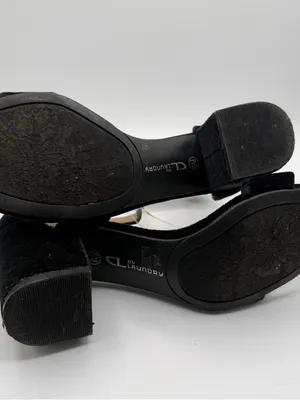 CL by Laundry Black Velvet Ankle Strap Block Heel Sandals Women’s 6M thumbnail 6