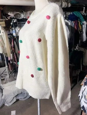 89тн + MADISON colorful balls cream white sweater plus size new thumbnail 2