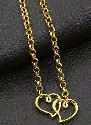 Gold Double Heart Anklet thumbnail 1