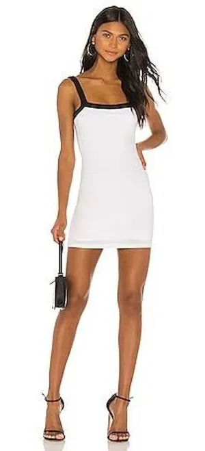 REVOLVE Superdown Arri Bodycon Mini dress White Black Contrast Trim NWT Sz XS thumbnail 1