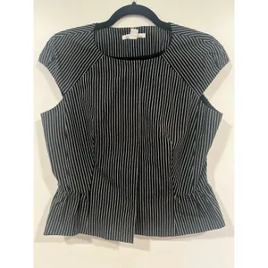 Kenneth Cole Pinstripe Structured Peplum Top 90s Minimalist 6 thumbnail 3