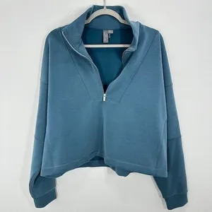Sweaty‎ Betty Quarter Zip Sweatshirt Athleisure Comfort Travel Comfort Teal Blue thumbnail 2